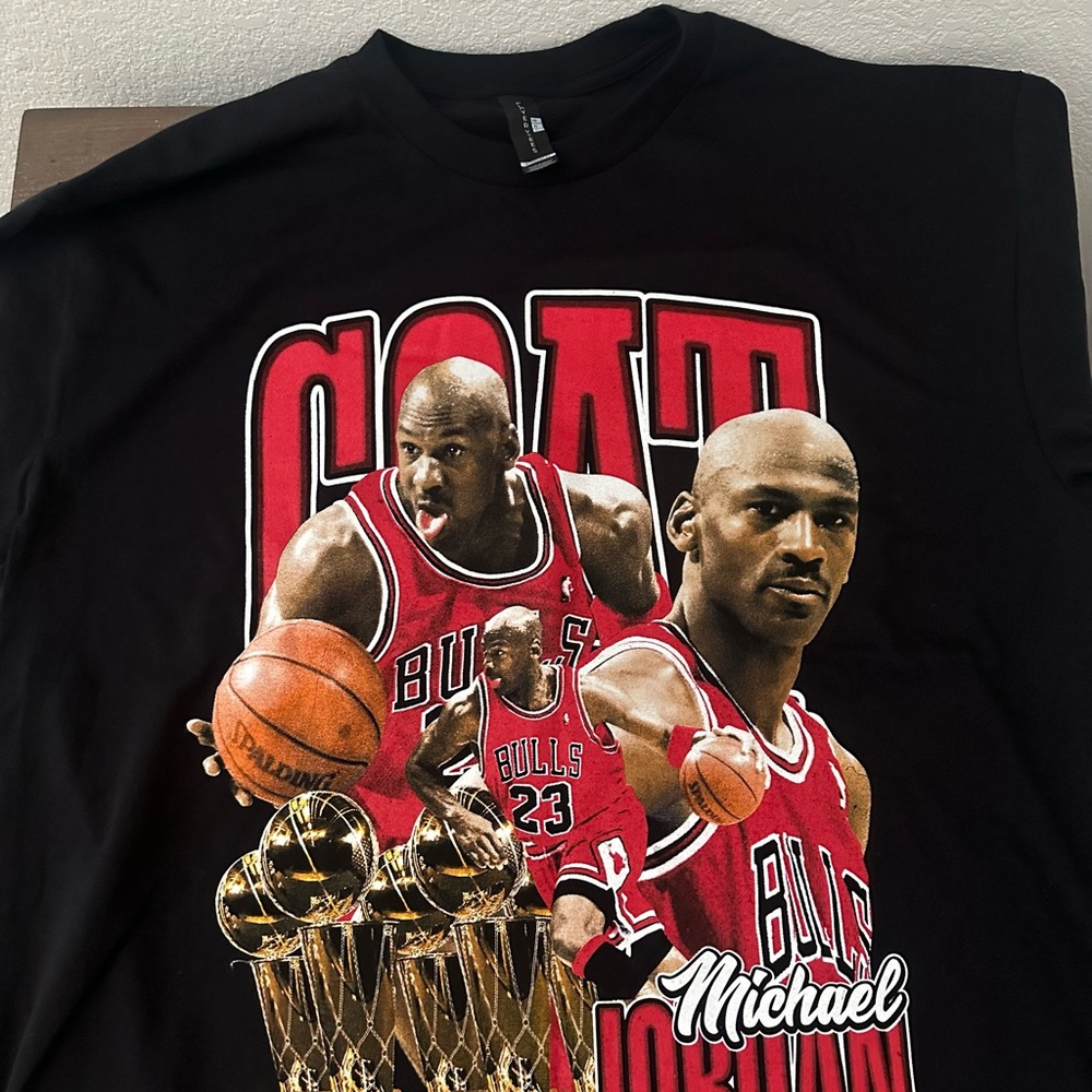 Michael Jordan Black Graphic T-Shirt with Basketball Design